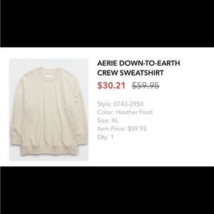 Aerie sweater, barely worn, no stains or rips, size XL, cream color